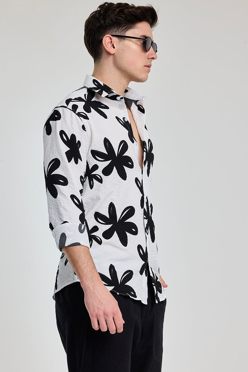 White Floral Printed Shirt