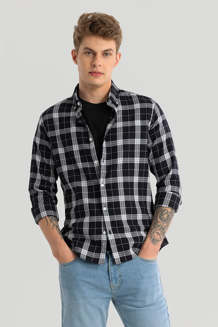 Fleur Black Checks Shirts