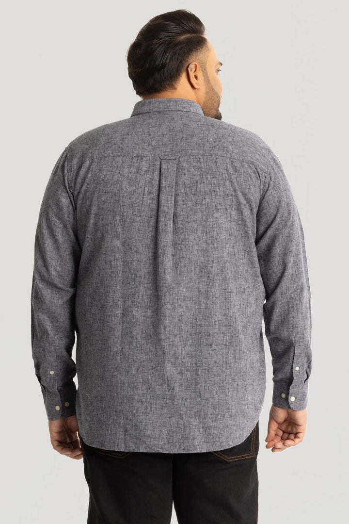 Grey Linen Blend Plus Size Shirt