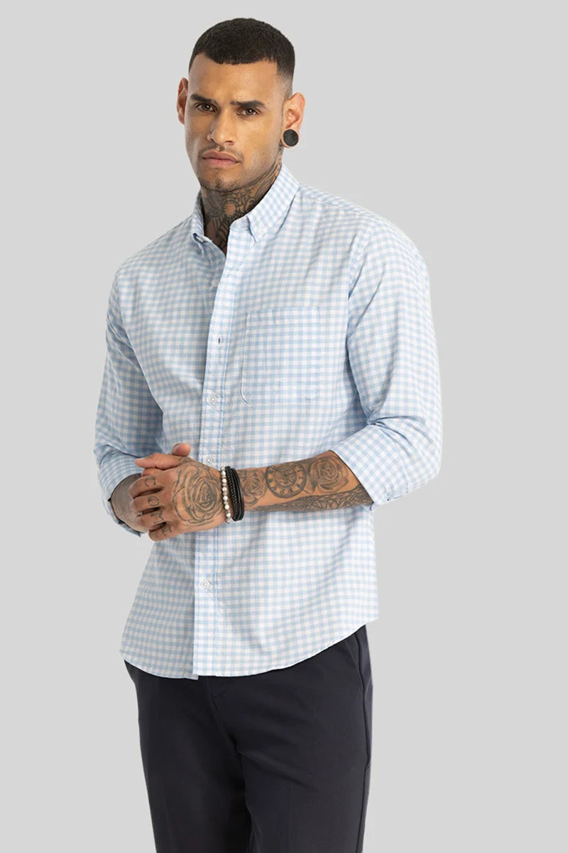 Light Blue Gingham Checks Shirt