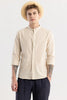 Linen Elegance Cream Plain Shirt