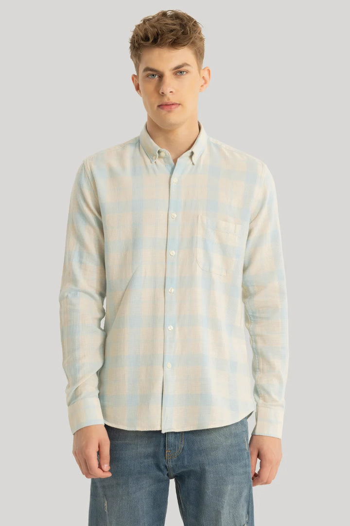 Axis Light Blue Checks Linen Shirt