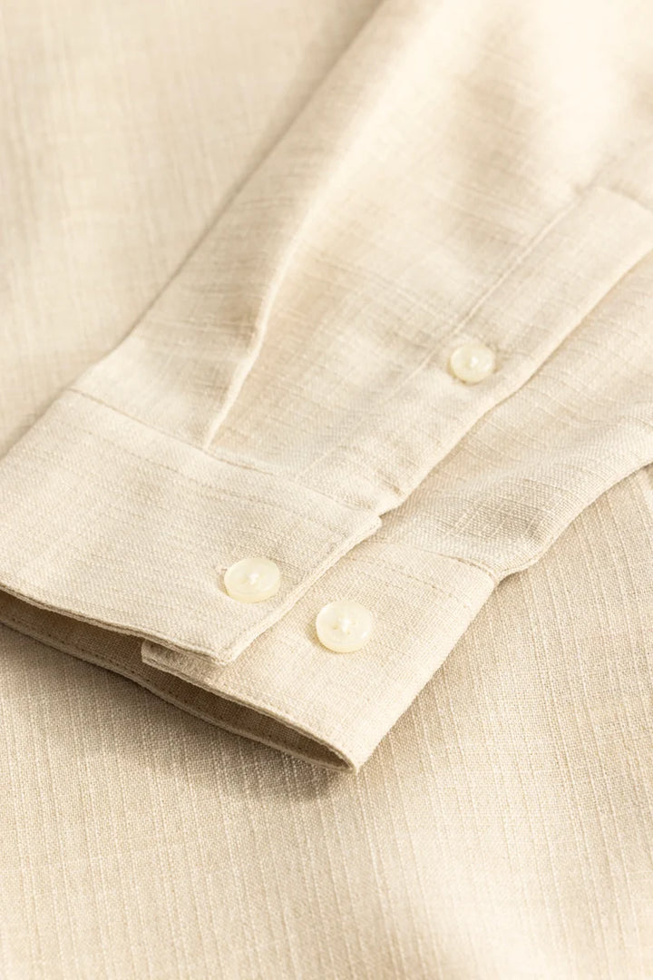 Cream Mandarin Linen Shirt