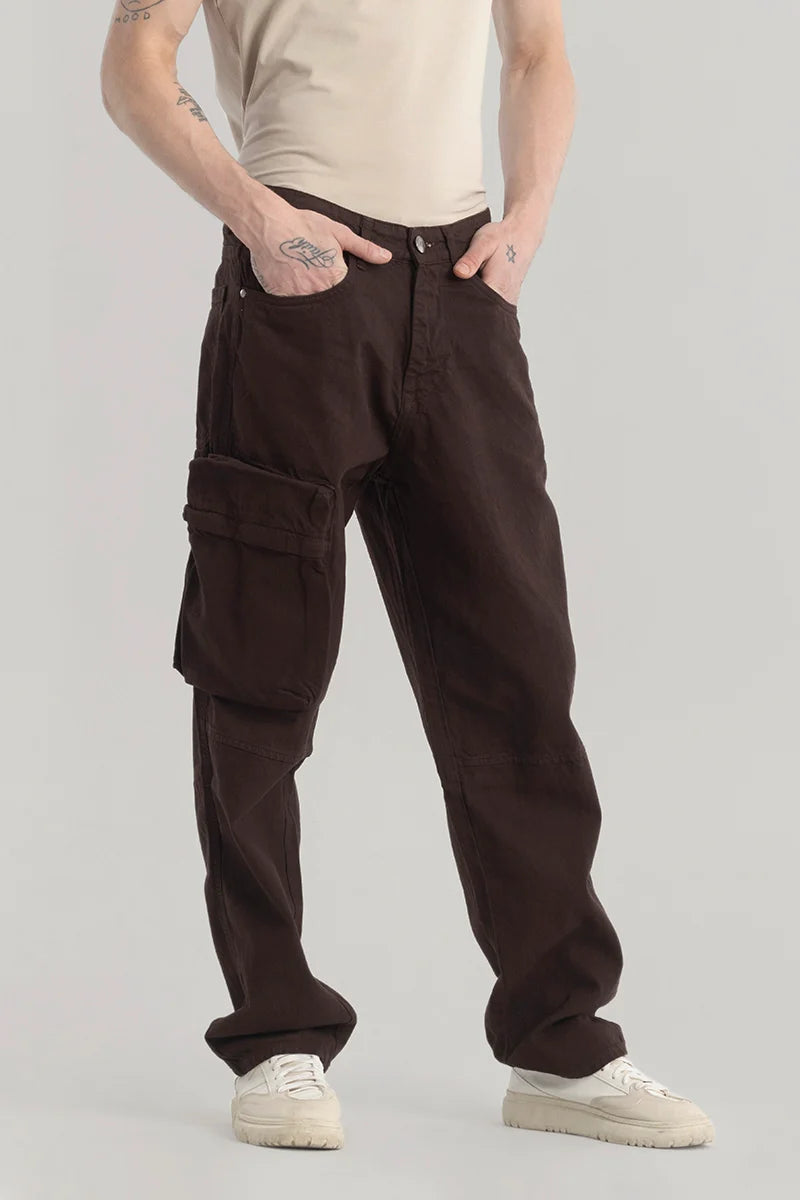 Pockeflex Brown Baggy Cargo Jeans