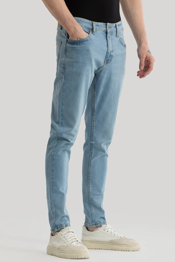 Phantom Light Blue Plain Skinny Fit Jeans