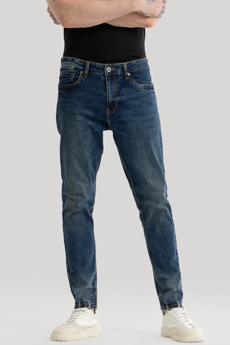 Phantom Prussian Blue Plain Skinny Fit Jeans