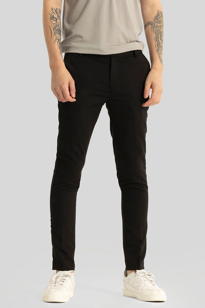 Yann Black Plain Slim Fit Trousers