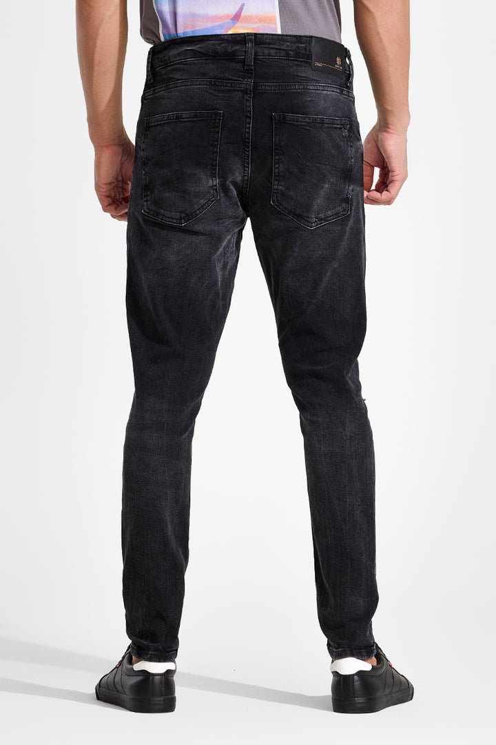 Charcoal Grey Distressed Skinny Fit Jeans