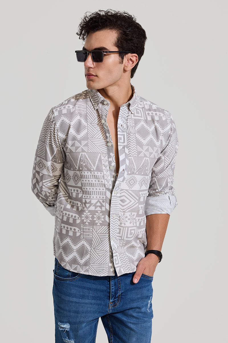 Grey Textured Abstract Shirt