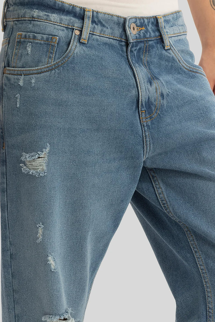 Vault Blue Distressed Baggy Fit Jeans