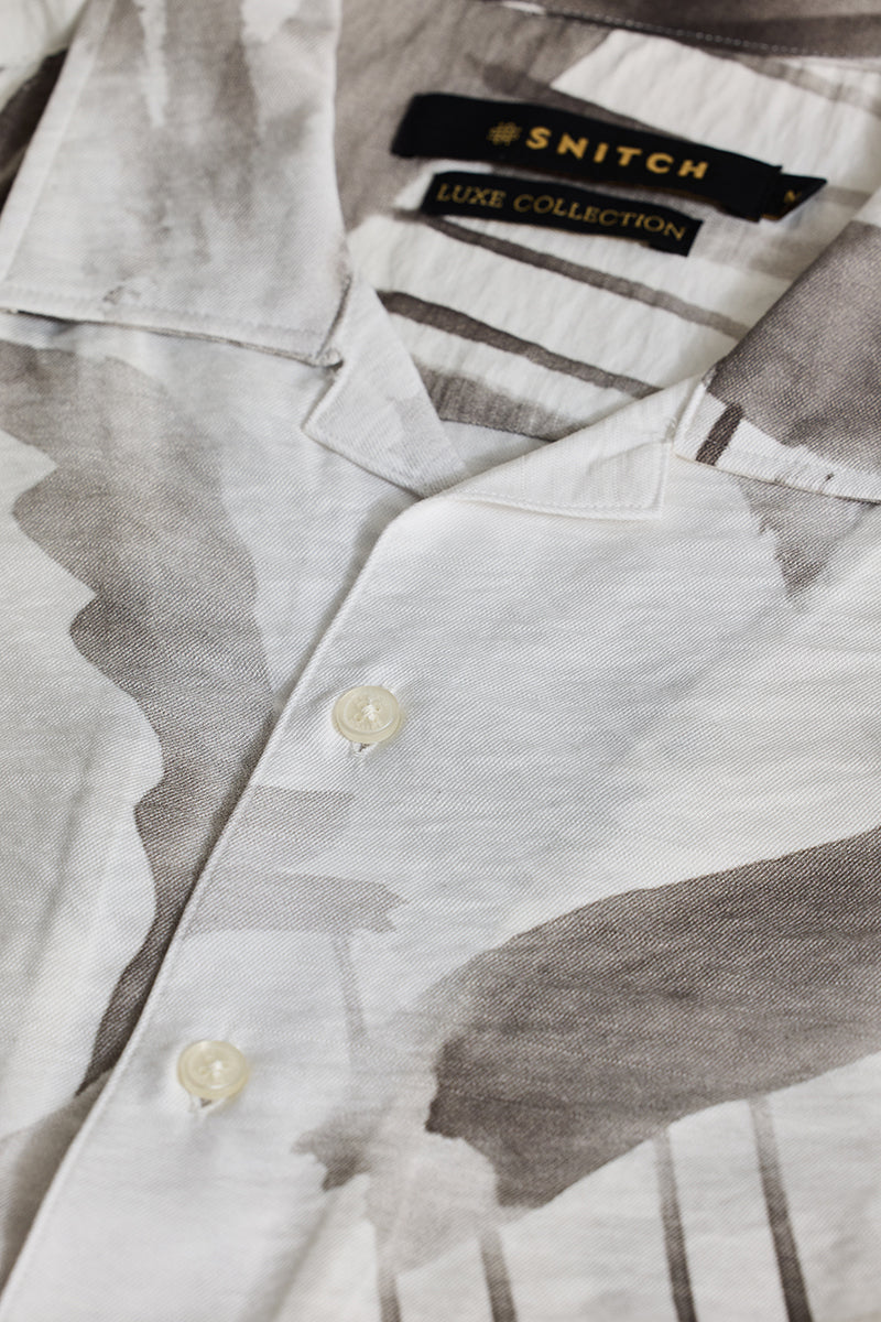 White Cuban Abstract Shirt