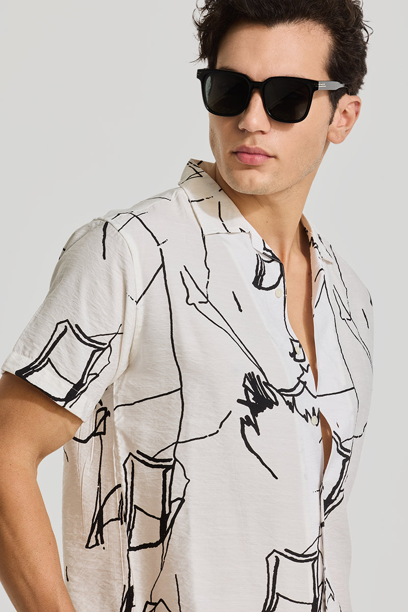 White Cuban Abstract Shirt