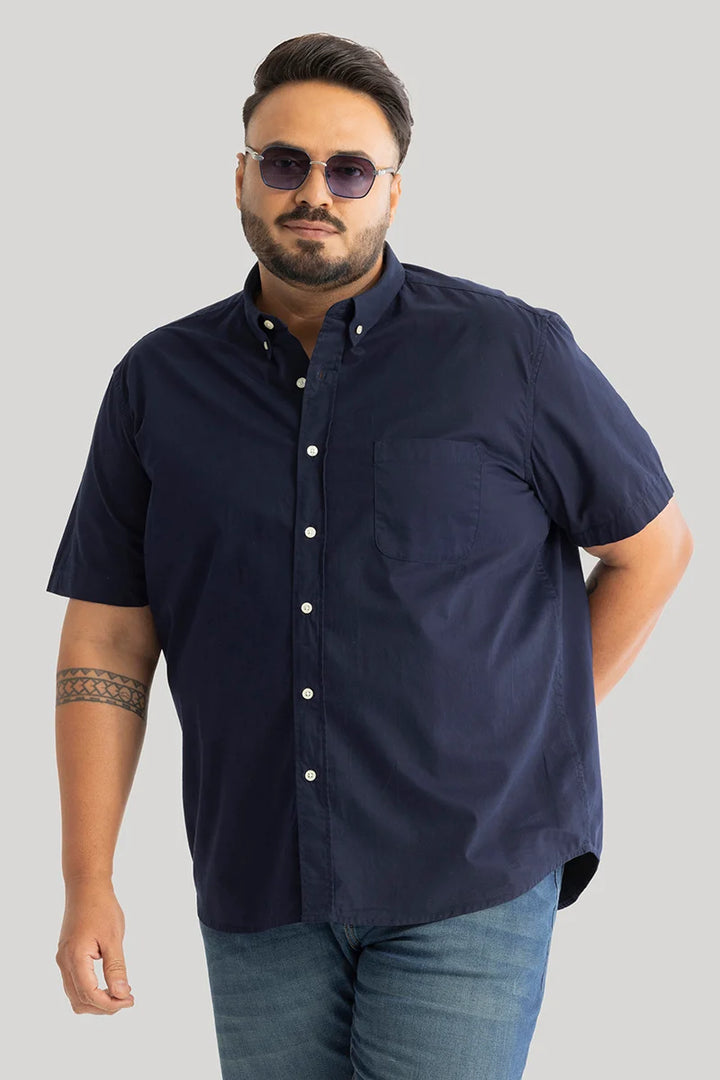 Downtown Navy Oxford Plus Size Shirt