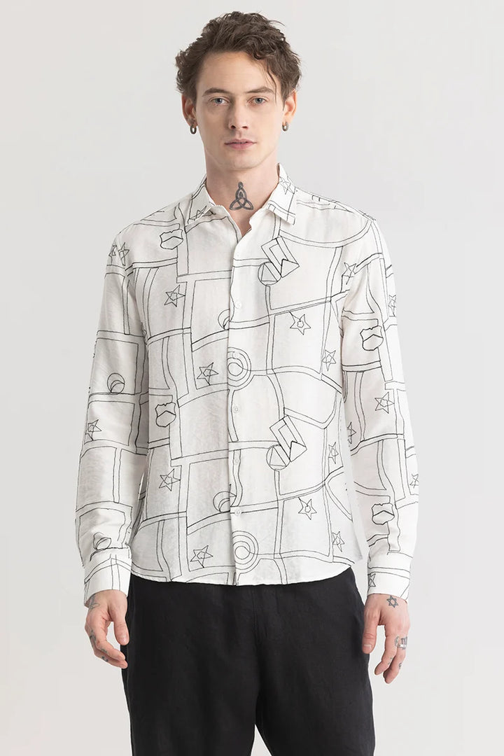 Celestitch White Embroidered Shirt