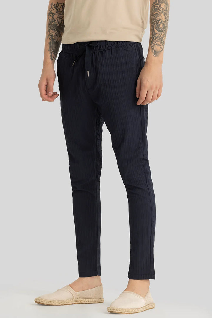 Harbor Navy Plain Slim Fit Pants