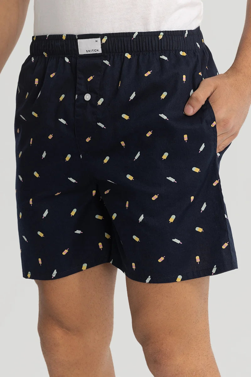 Navy Printed Boxers