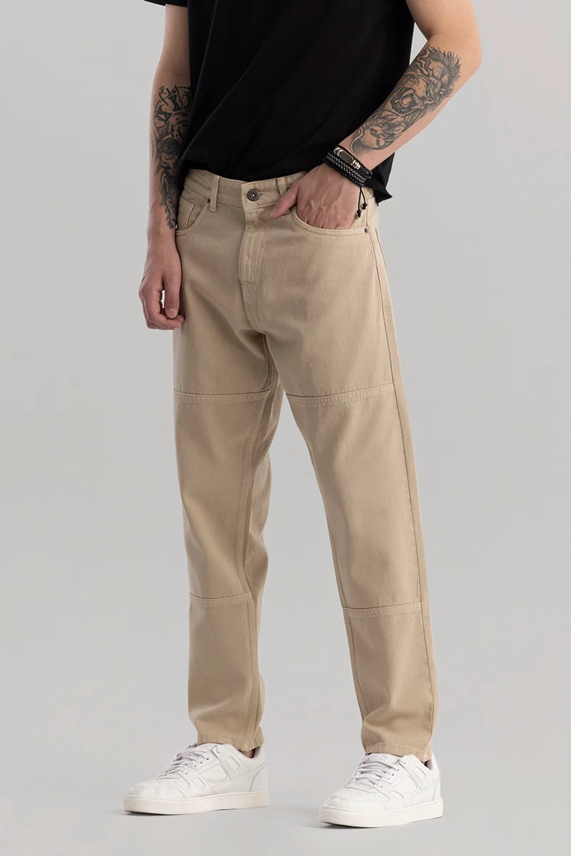 Trendstitch Beige Baggy Fit Jeans