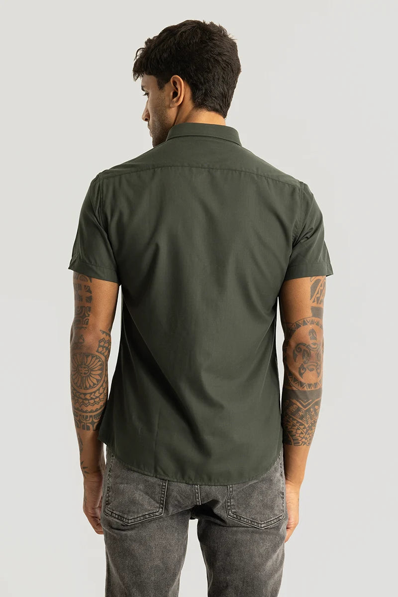 Rene Olive Plain Shirt