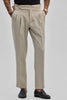 Beige Stretch Slim Fit Trousers