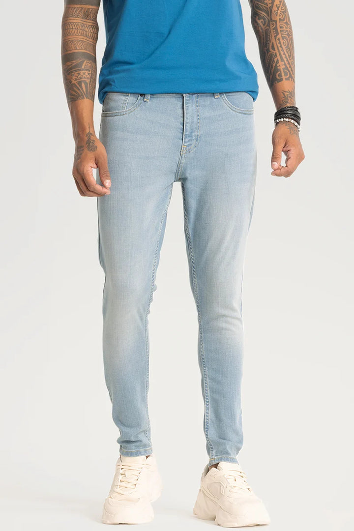 Light Blue Plain Skinny Fit Jeans