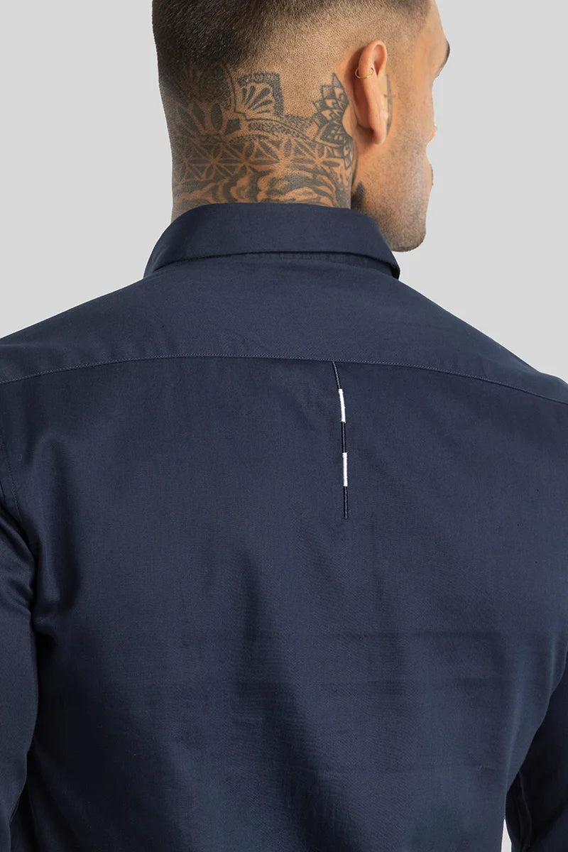 Navy Embroidered Shirt