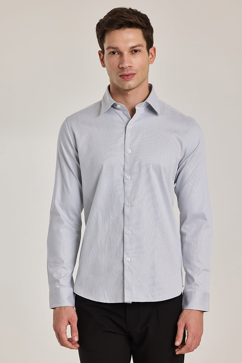 Light Grey Solid Slim Fit Shirt