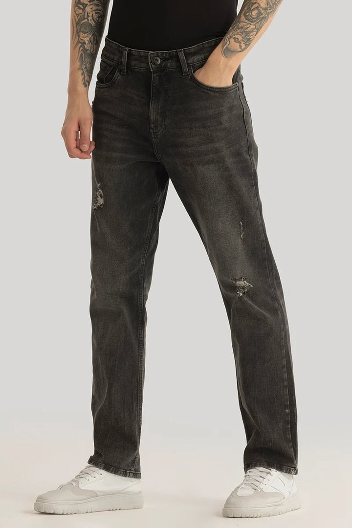 Ember Grunge Black Distressed Comfort Fit Jeans