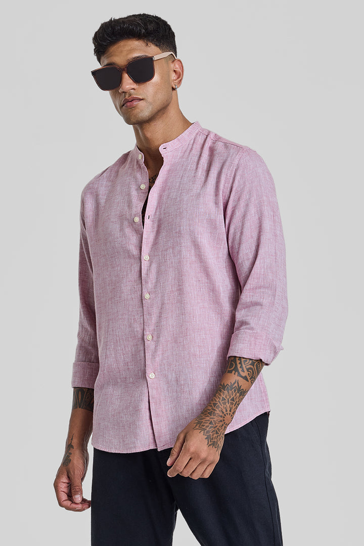 Light Pink Textured Linen Shirt