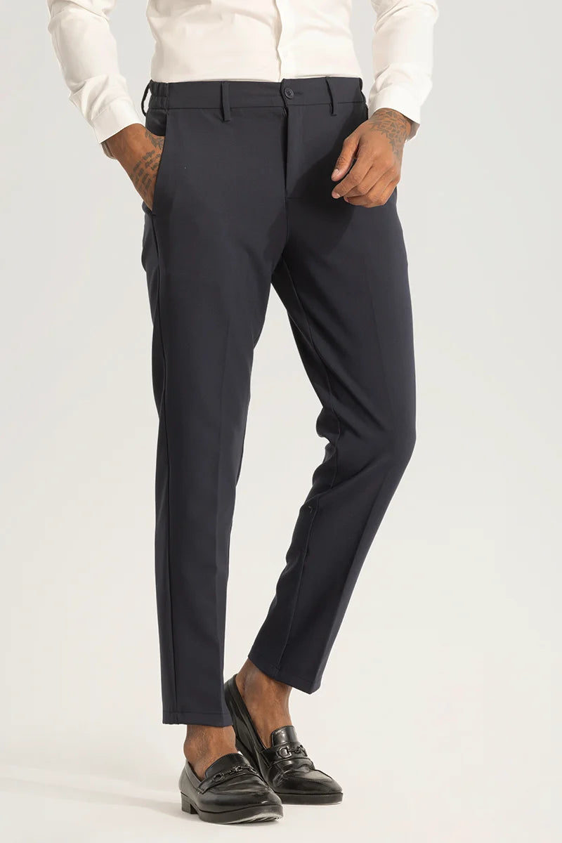 Greyish Blue Slim Fit Trousers