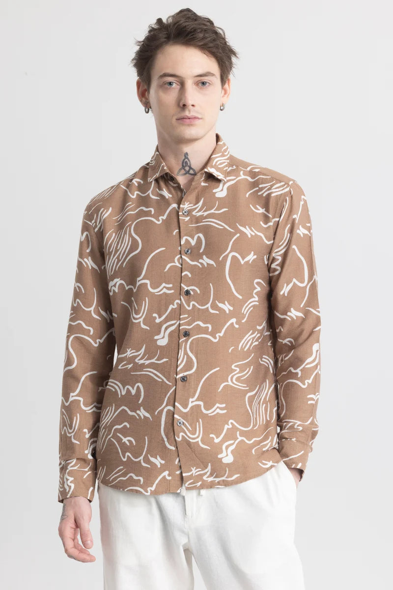 Geoshard Abstract Brown Shirt