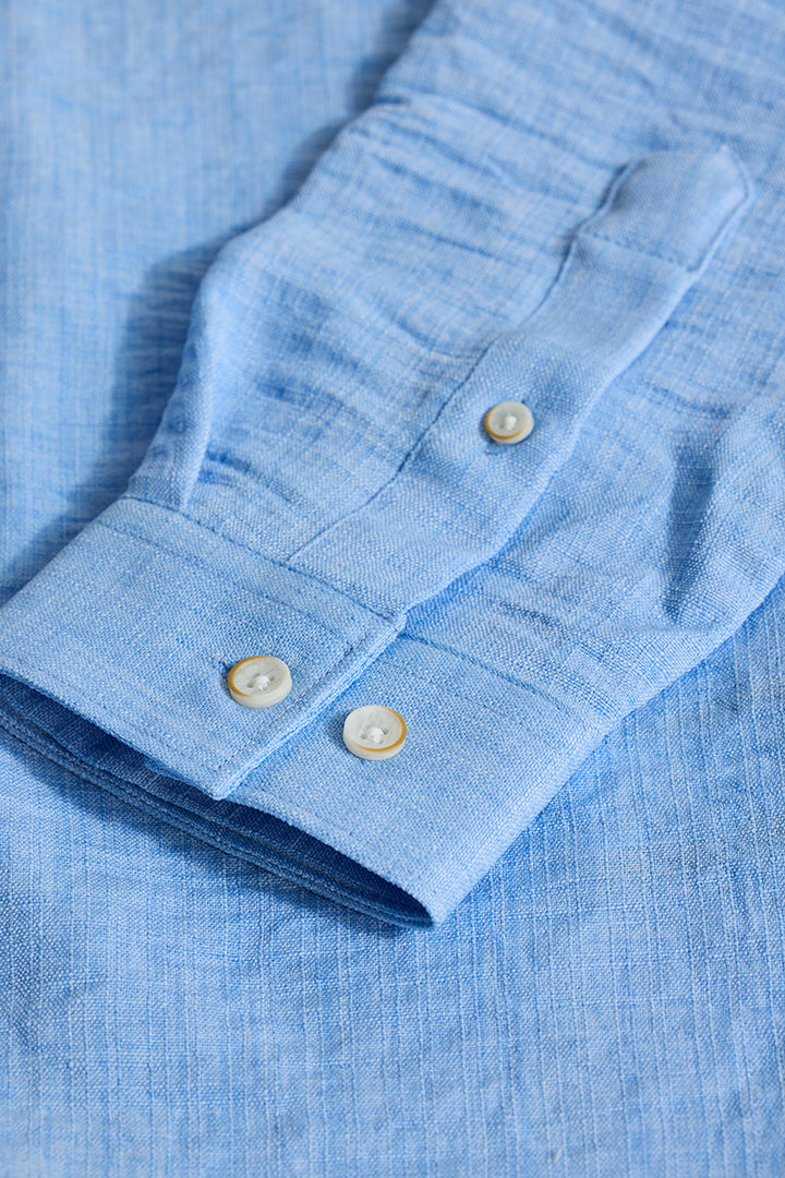 Blue Mandarin Textured Shirt