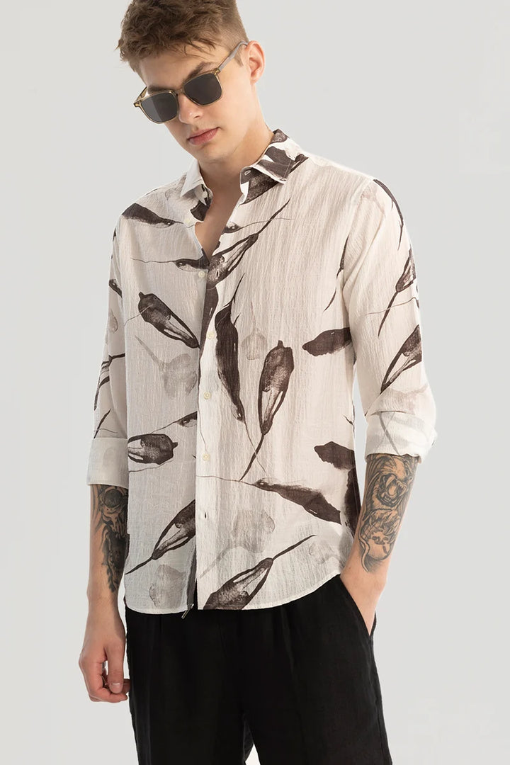 White Textured Abstract Shirt