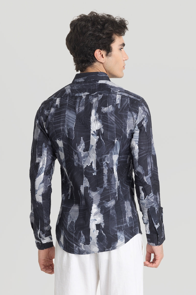 Navy Textured Abstract Shirt