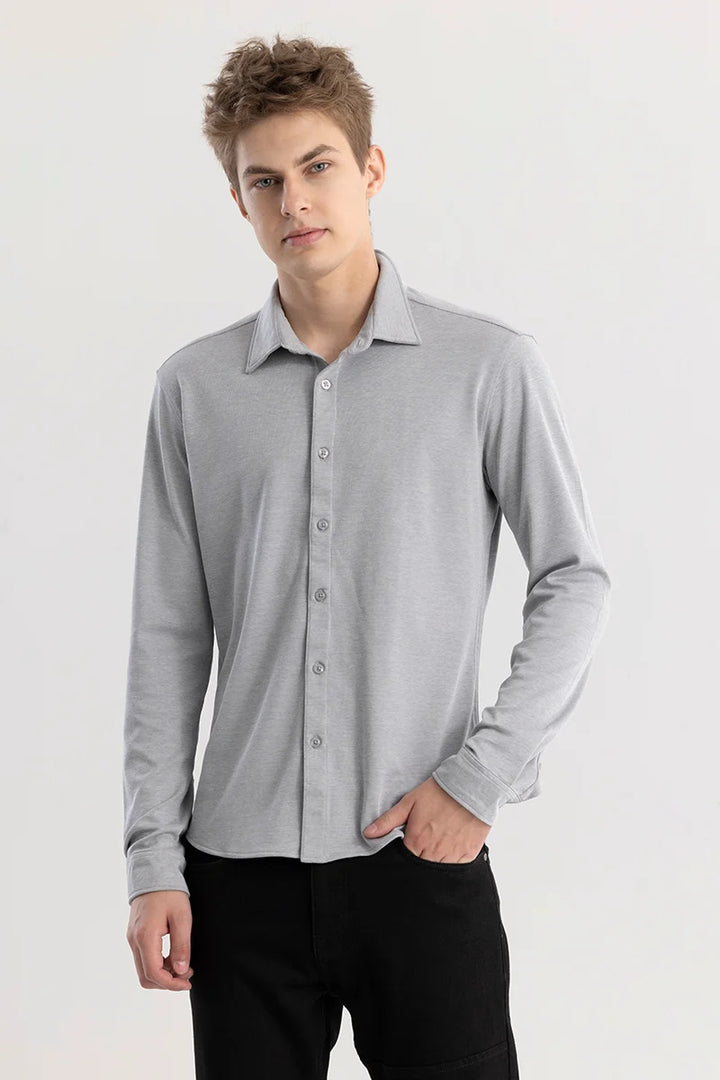 CollarEase Light Grey Plain Shirt