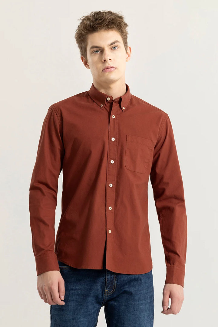 Shirtolo Plain Syrup Brown Shirt