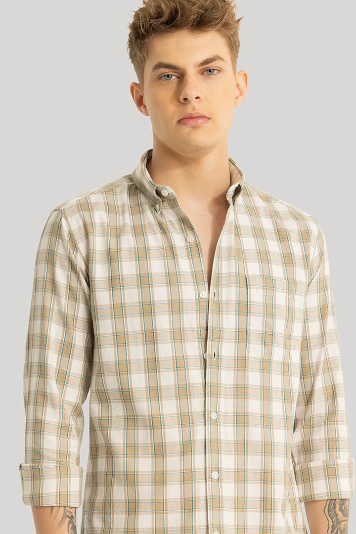 Mathieu Beige Checks Shirt