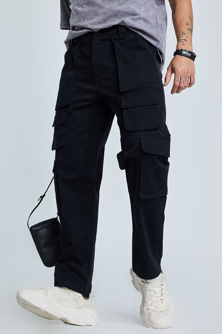 Black Relaxed Fit Cargo Pants