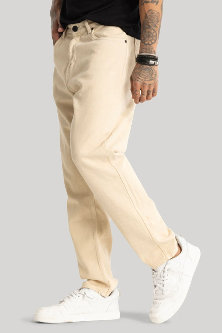 Beige Baggy Fit Jeans