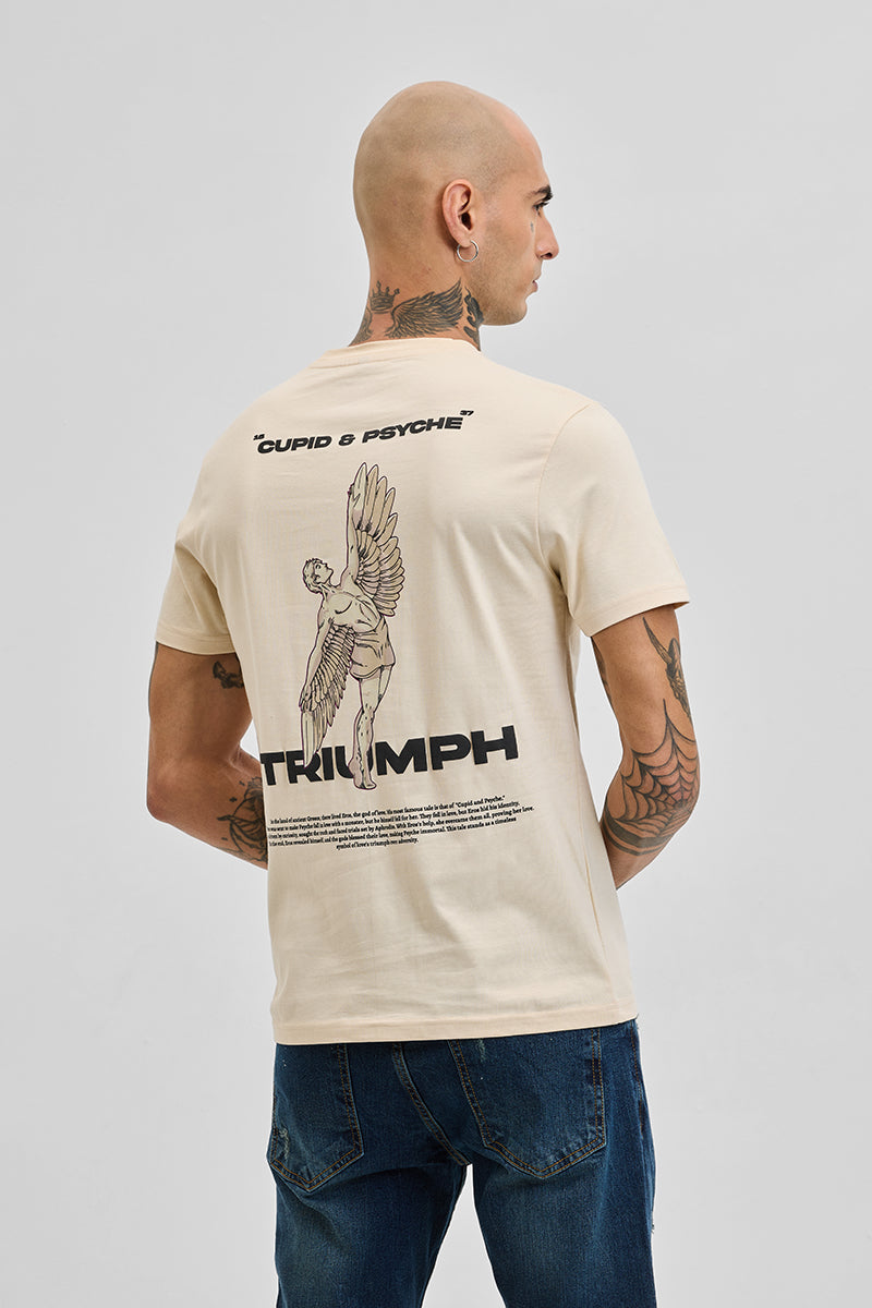 Triumph Beige Printed Slim Fit T-Shirt