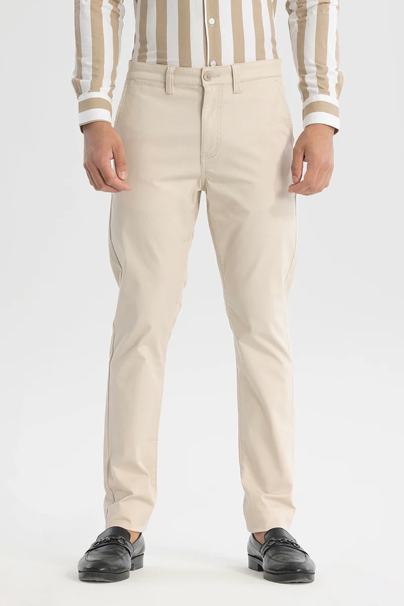 Cream Slim Fit Chinos