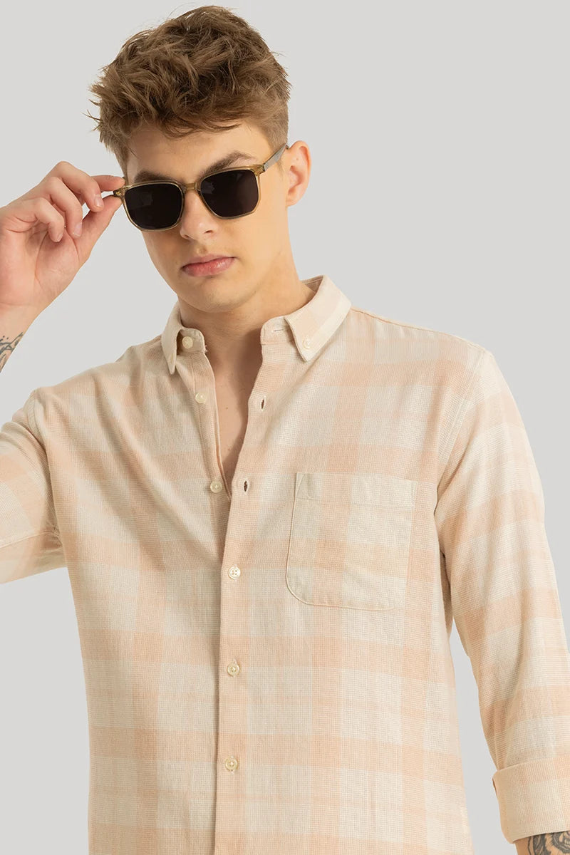 Axis Peach Checks Linen Shirt