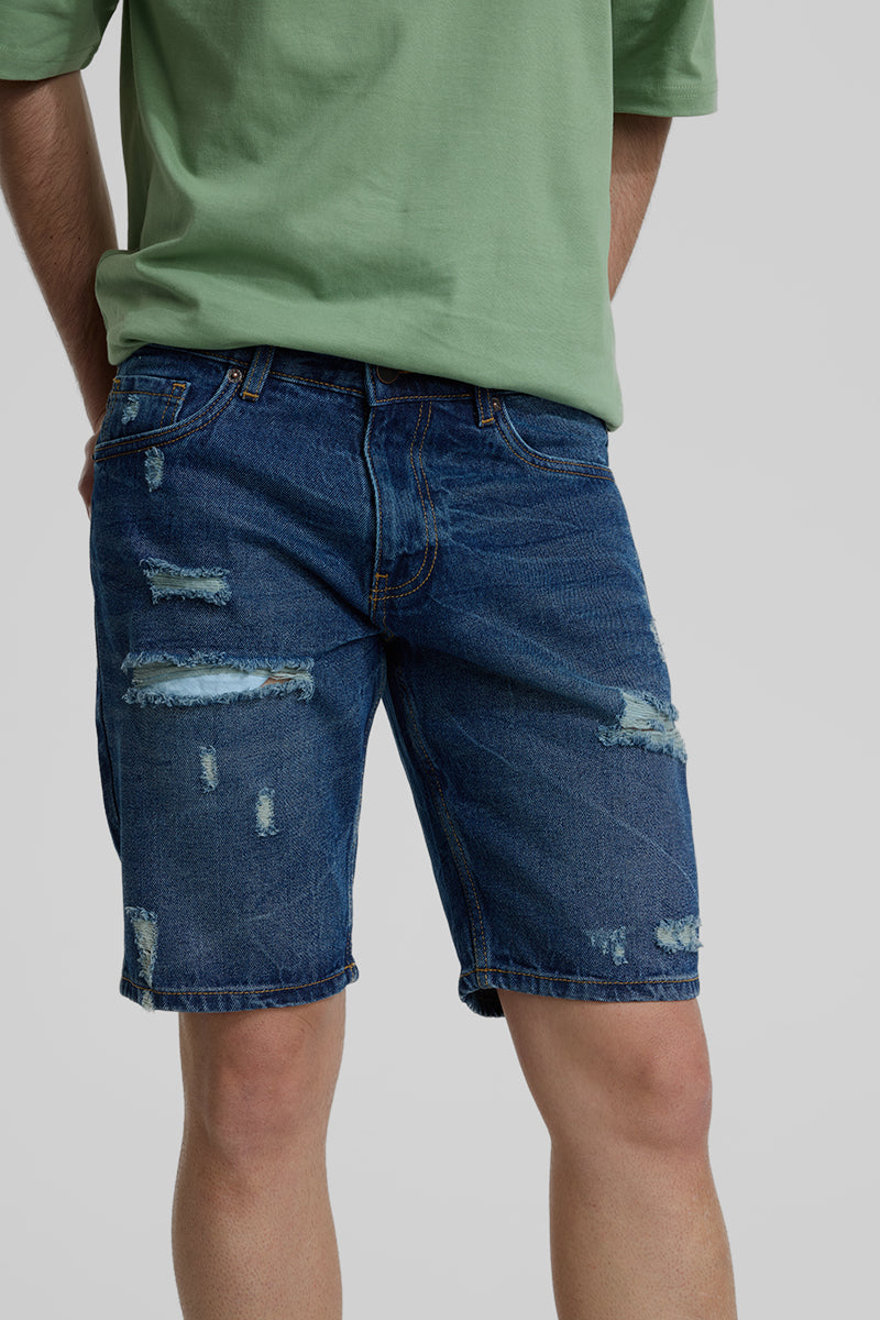 Indigo Regular Fit Denim Shorts