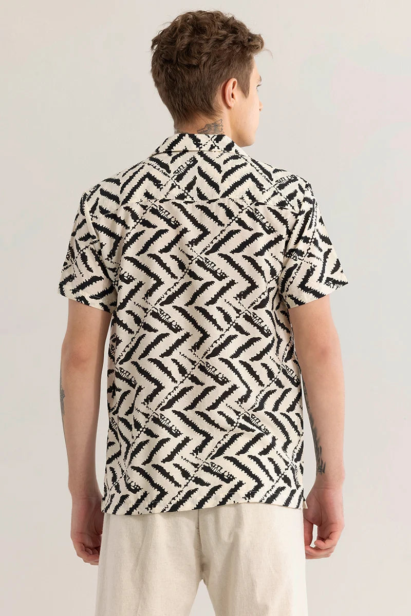 Nebulara Beige Geometric Shirt