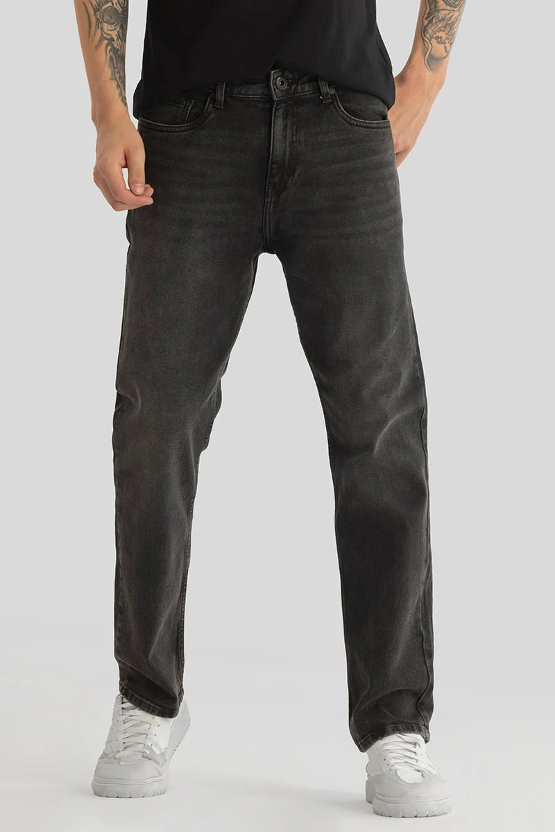 Ember Charcoal Grey Plain Comfort Fit Jeans