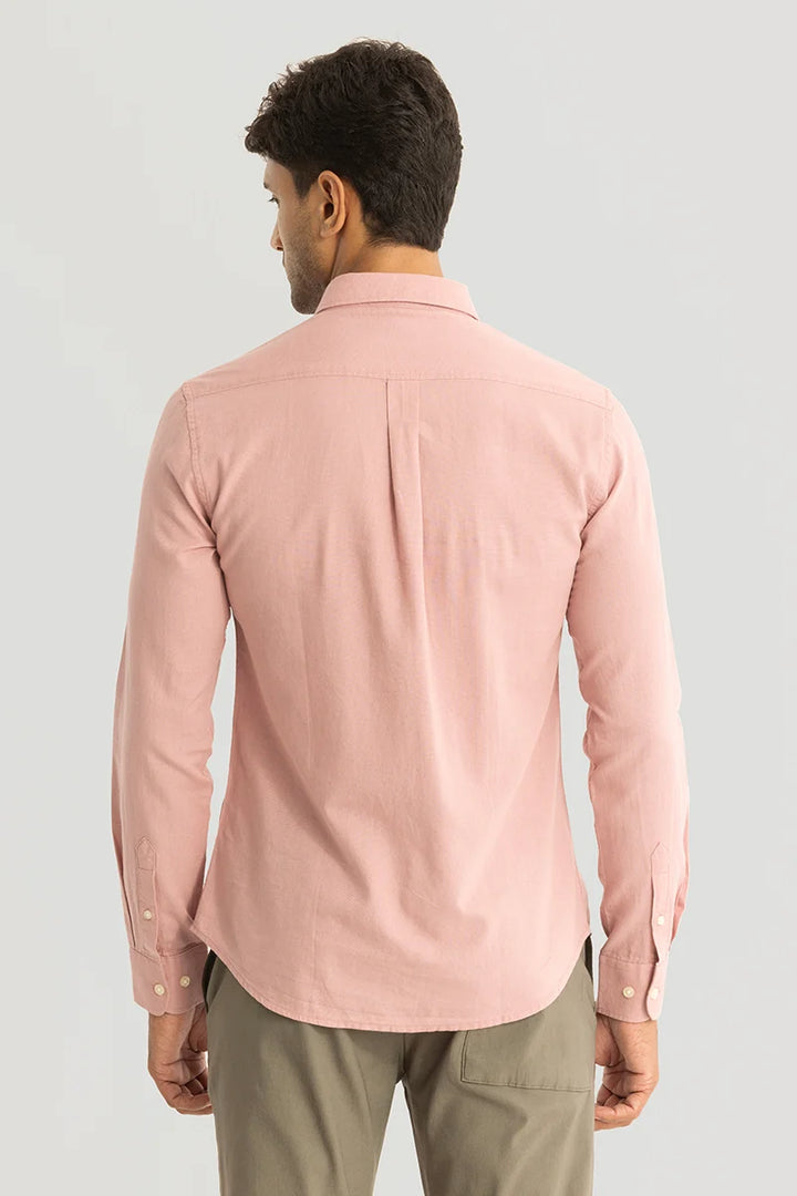 Claudio Peach Plain Linen Shirt