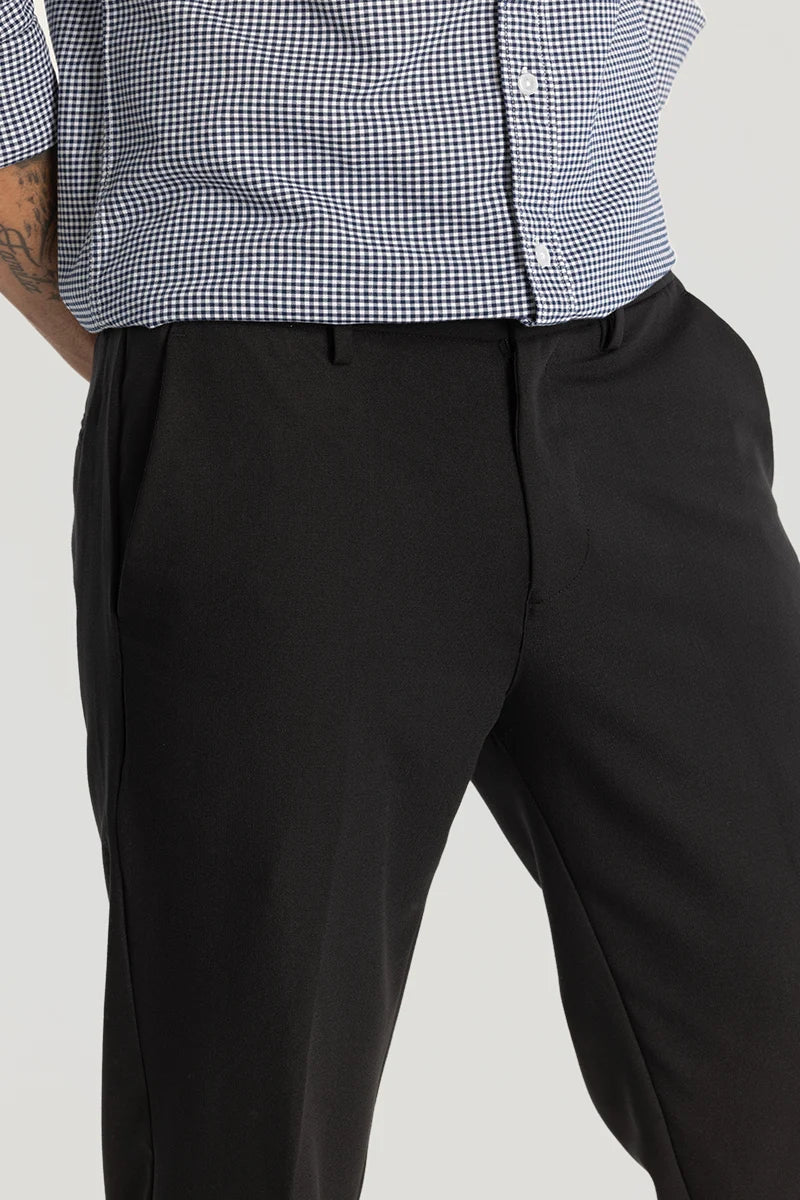 Charcoal Grey Plain Regular Fit Trousers