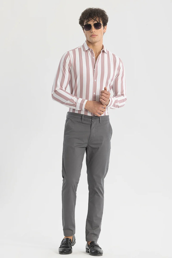 Mauve Slim Fit Stripes Shirt