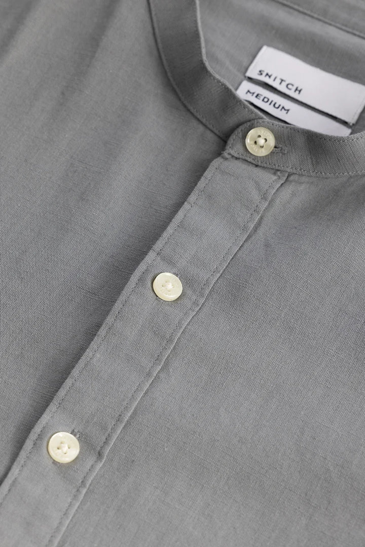 Linen Elegance Grey Plain Shirt