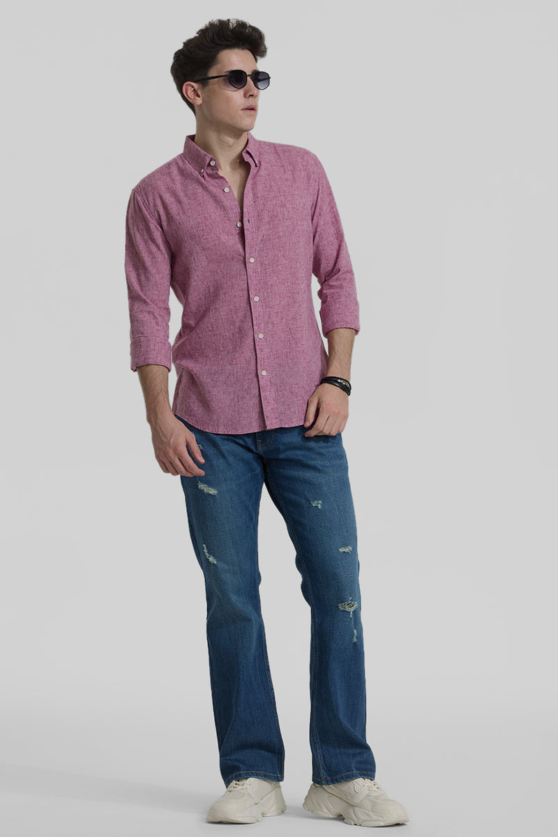 Mauve Linen Blend Shirt