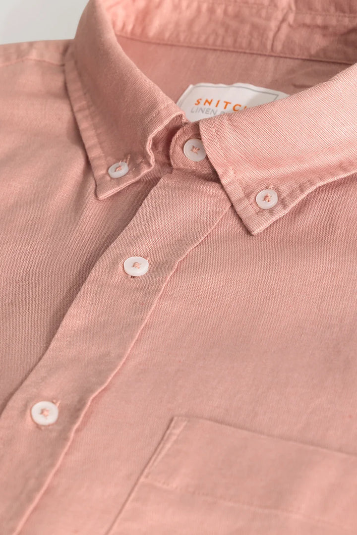 Pink Linen Blend Shirt